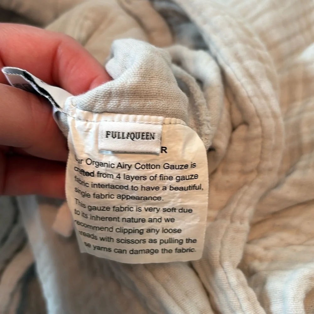 QUINCE NWOT Organic Airy Gauze Duvet Cover Set Full Queen Light Grey
